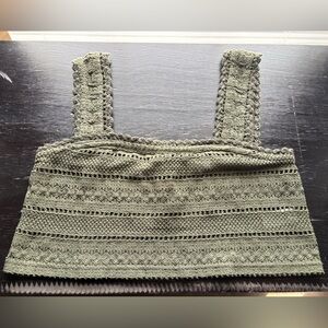 Aerie Olive Crochet Tank Top Small